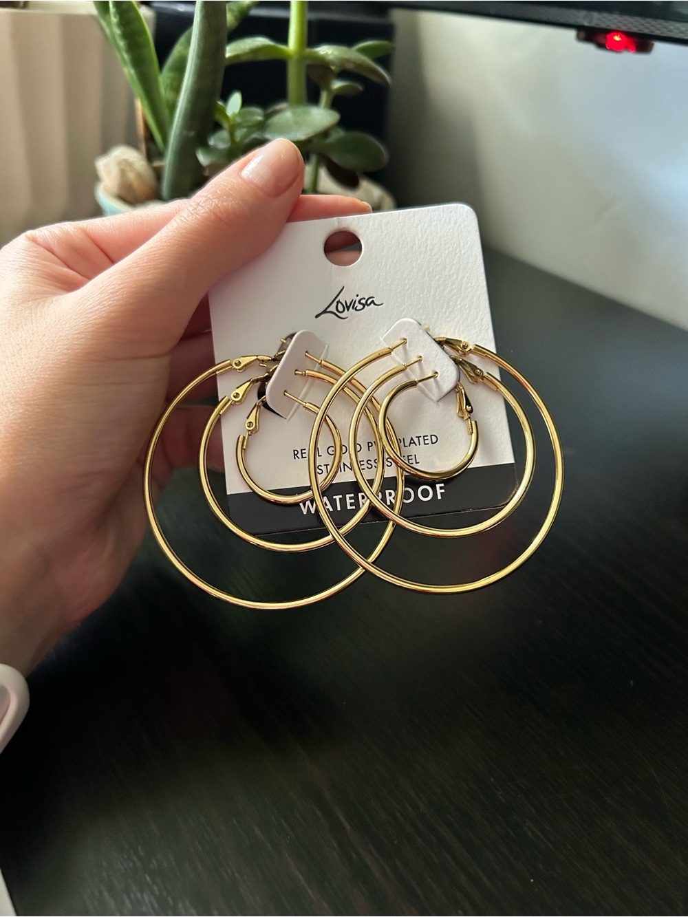 NWT Lovisa Gold Plated Hoop Earrings & Semi Precious Necklace Set